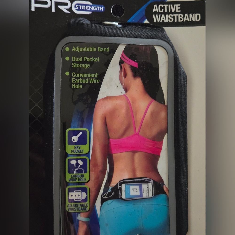 Active Waistband with Dual Pockets- Black